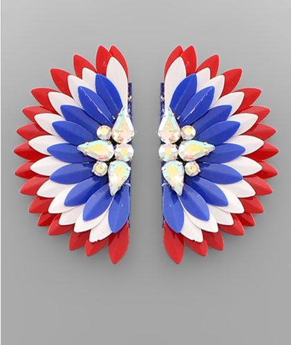 Red White & Blue Fan Earrings