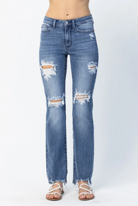 Judy Blue Mid-Rise Destroy Straight Jean