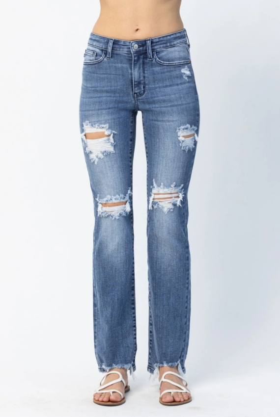 Judy Blue Mid-Rise Destroy Straight Jean