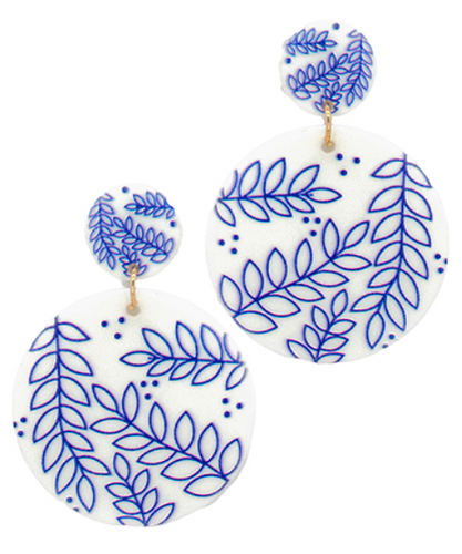 Springtime Blues Circle Disc Earrings