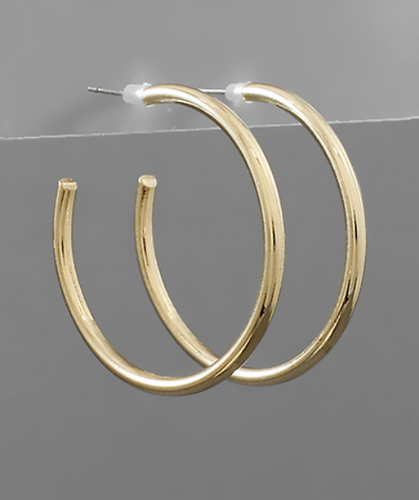 40mm Open Brushed Gold Hoop Earrings