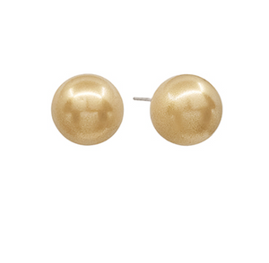 13mm Gold Pearl Stud Earrings