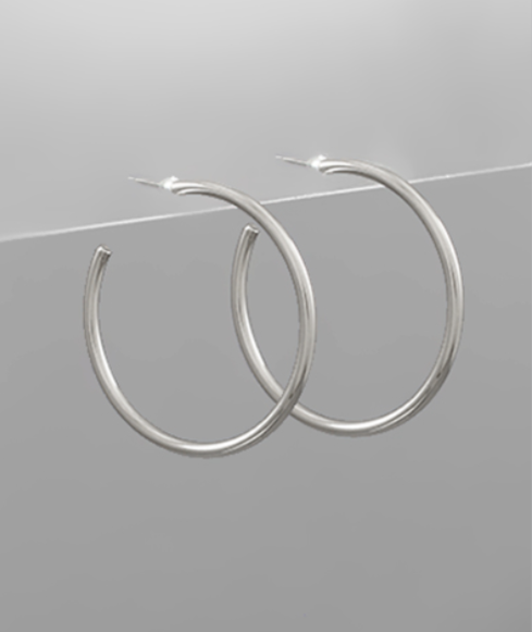 45mm Shiny Silver Open Back Hoops