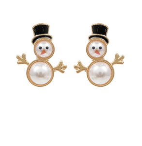 Pearl Snowman Stud Earrings