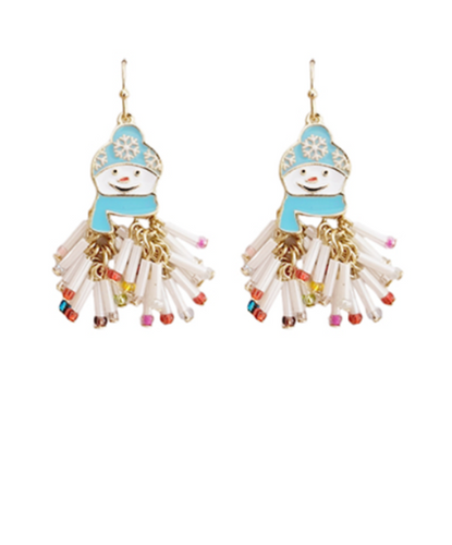 Colorful Snowman Tassel Earrings