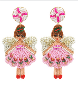 Beaded Pink Fairy Earrings