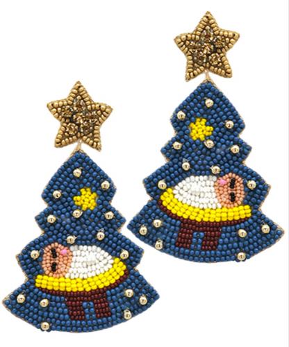 Beaded Baby Jesus Christmas Earrings