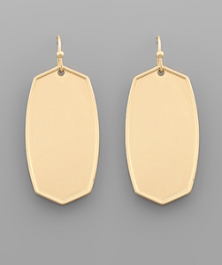 Matte Gold Oval Hexagon Earrings