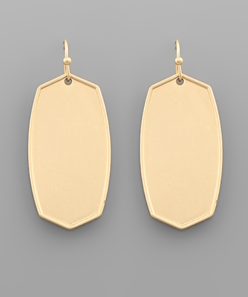 Matte Gold Oval Hexagon Earrings