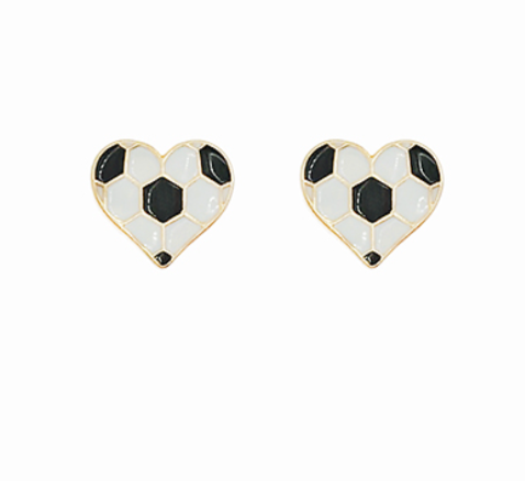 Heart Soccer Stud Earrings