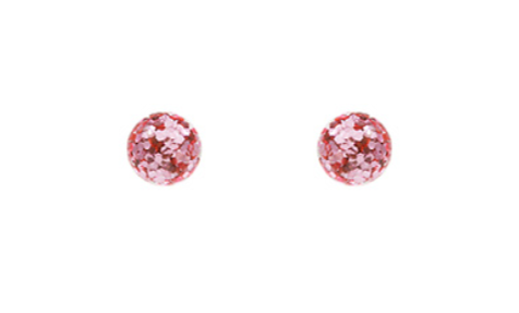 Pink Glitter Stud Earrings