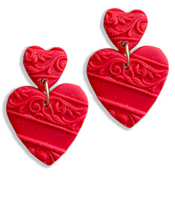 Tiered Clay Heart Earrings