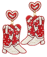 Load image into Gallery viewer, Valentine&#39;s Beaded Boots Earrings *2 Colors*