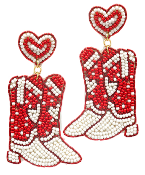 Valentine's Beaded Boots Earrings *2 Colors*