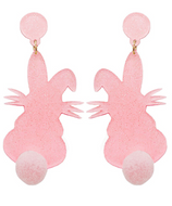 Sparkle Bunny Drop Earrings - Pink