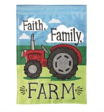 Load image into Gallery viewer, Faith, Family, Farm Garden Flag