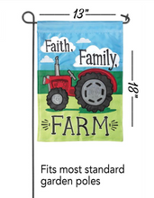 Load image into Gallery viewer, Faith, Family, Farm Garden Flag