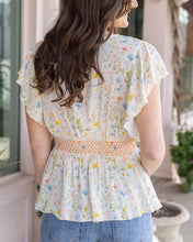 Load image into Gallery viewer, Grace &amp; Lace Smocked Flutter Sleeve Top - Watercolor Floral