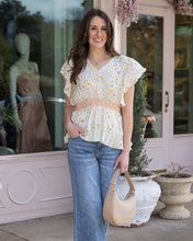 Load image into Gallery viewer, Grace &amp; Lace Smocked Flutter Sleeve Top - Watercolor Floral