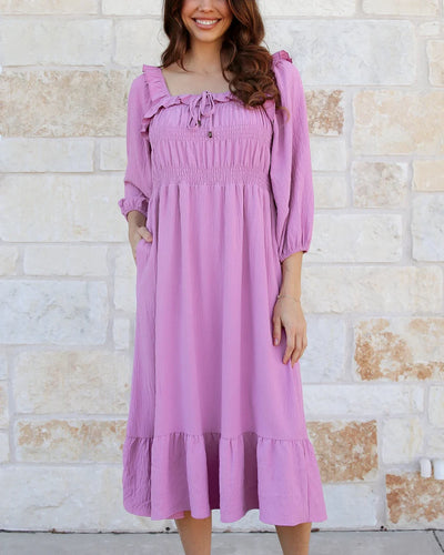 Grace & Lace Smocked Ruffle Maxi Dress - Orchid