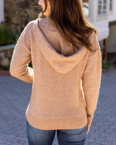 Grace & Lace So Soft Knit Sweater Hoodie - Camel