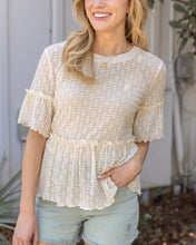 Load image into Gallery viewer, Grace &amp; Lace Stretch Lace Peplum Top - Cream