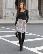 Load image into Gallery viewer, Grace &amp; Lace Stretch Plaid Tweed Skirt - Black &amp; White