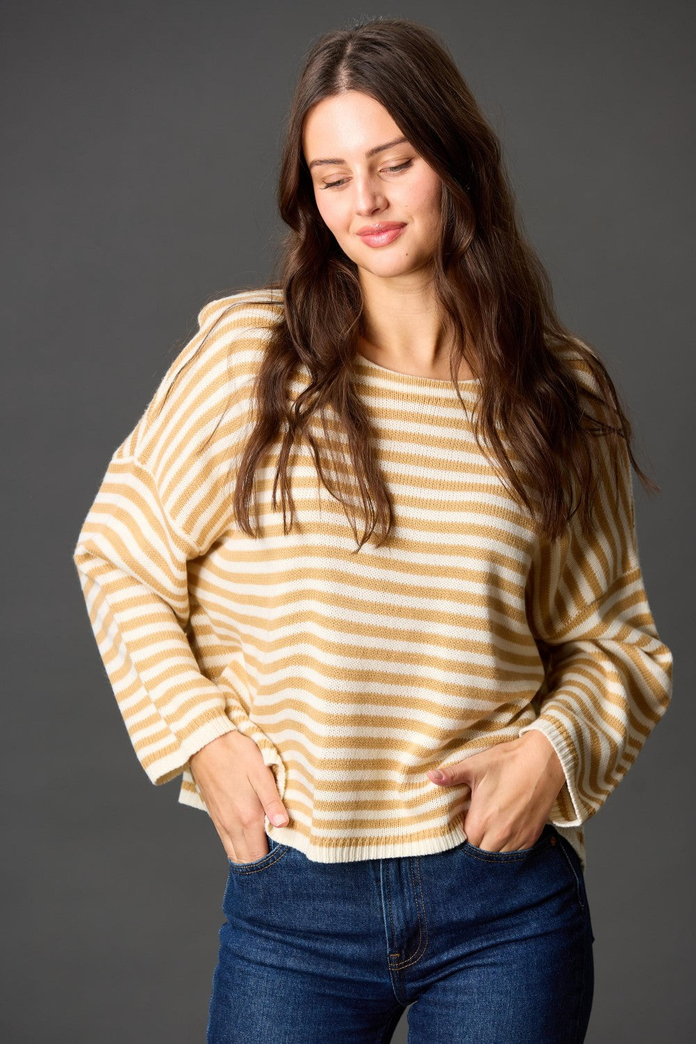 Whitt Striped Sweater - Beige