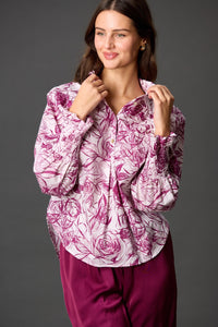 Rory Ruffle Button Up - Bordeaux