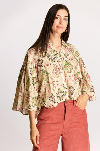 Diane Printed Blouse - Cream