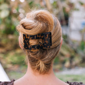 Large Teleties Flat Rectangle Hair Clip - Tortoise