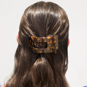 Small Teleties Flat Rectangle Hair Clip - Tortoise