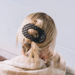 Large Teleties Quilted Flat Round Hair Clip - Truly Taupe