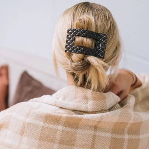 Medium Teleties Quilted Flat Rectangle Hair Clip - Truly Taupe