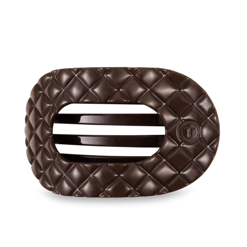 Large Teleties Quilted Flat Round Hair Clip - Truly Taupe
