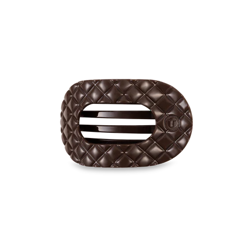 Small Teleties Quilted Flat Round Hair Clip - Truly Taupe