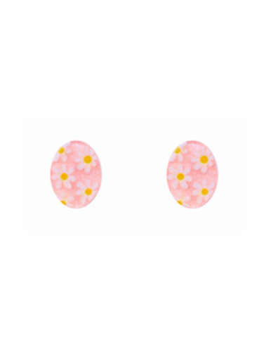 Floral Easter Egg Stud Earrings - Pink