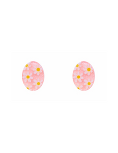 Floral Easter Egg Stud Earrings - Pink