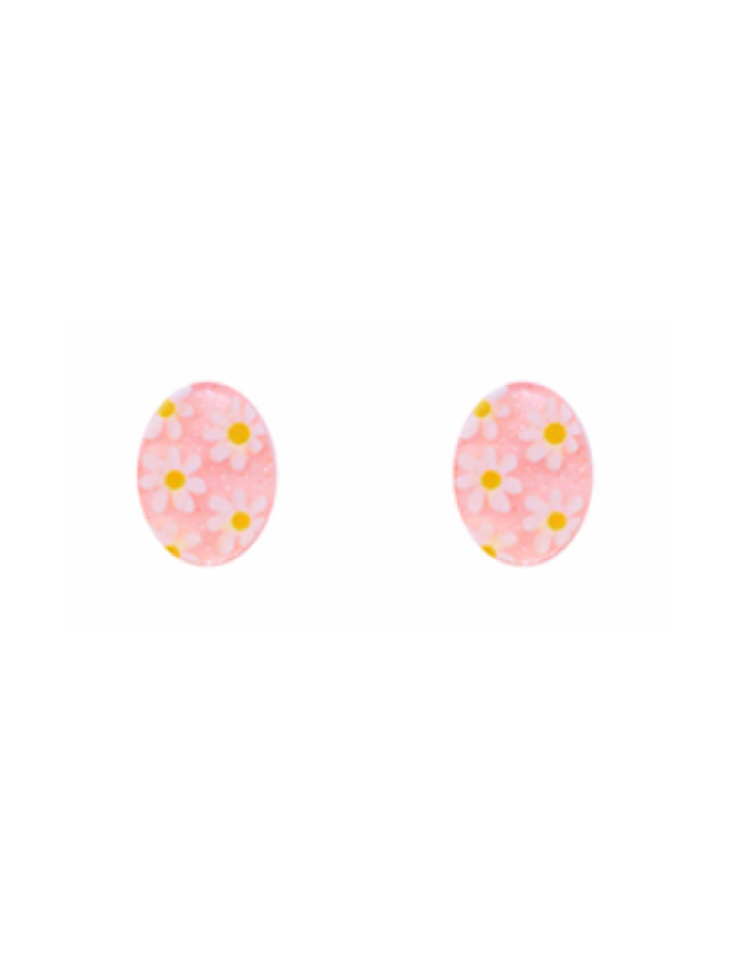 Floral Easter Egg Stud Earrings - Pink