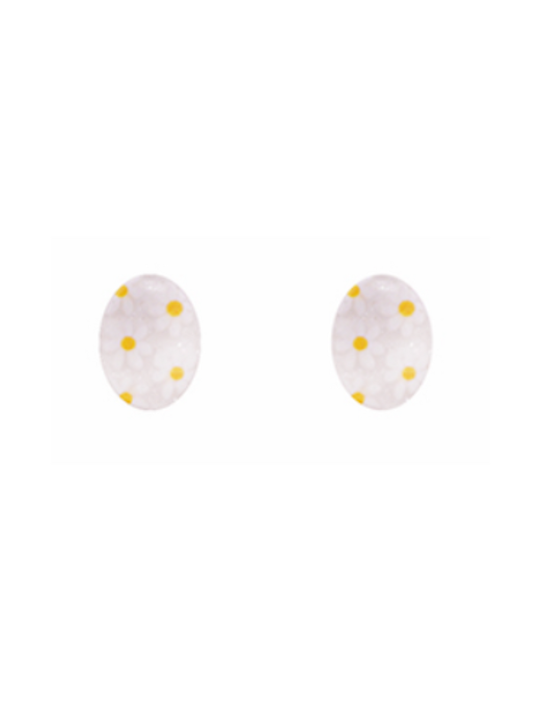 Floral Easter Egg Stud Earrings - White