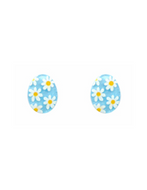 Floral Easter Egg Stud Earrings - Blue