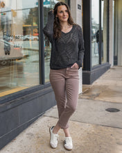 Load image into Gallery viewer, Grace &amp; Lace V-Neck Pointelle Sweater - Charcoal