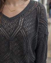 Load image into Gallery viewer, Grace &amp; Lace V-Neck Pointelle Sweater - Charcoal