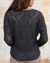 Load image into Gallery viewer, Grace &amp; Lace V-Neck Pointelle Sweater - Charcoal