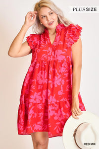 Amya Floral Midi Dress - Red Mix