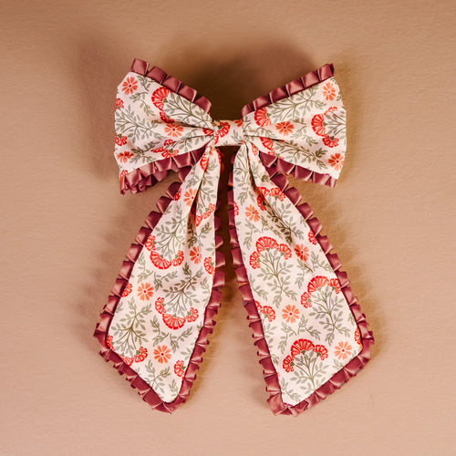 The Darling Effect Fancy Frills Hair Bow - Everbloom Dusty Rose