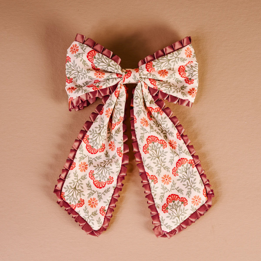 The Darling Effect Fancy Frills Hair Bow - Everbloom Dusty Rose