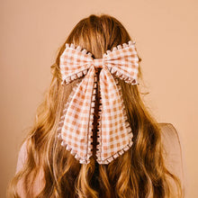 Load image into Gallery viewer, The Darling Effect Fancy Frills Hair Bow - Maple Gingham