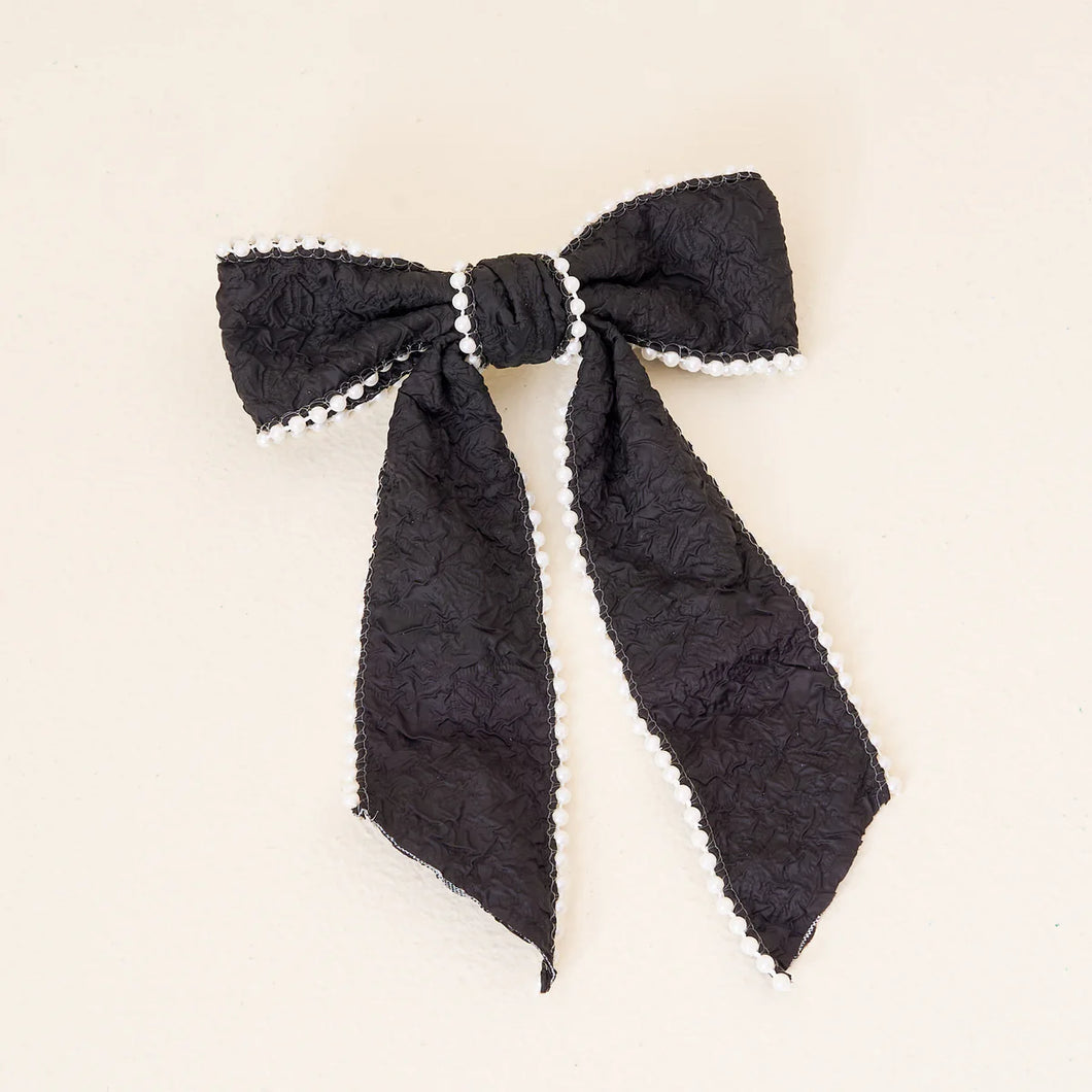 The Darling Effect Pearl Hair Bow - Black