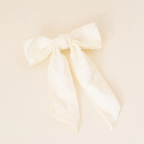 The Darling Effect Pearl Hair Bow - Cream